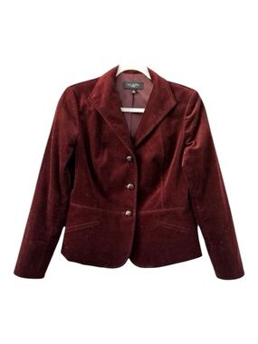 Talbots Burgundy Button Front Holiday Jacket Blazer